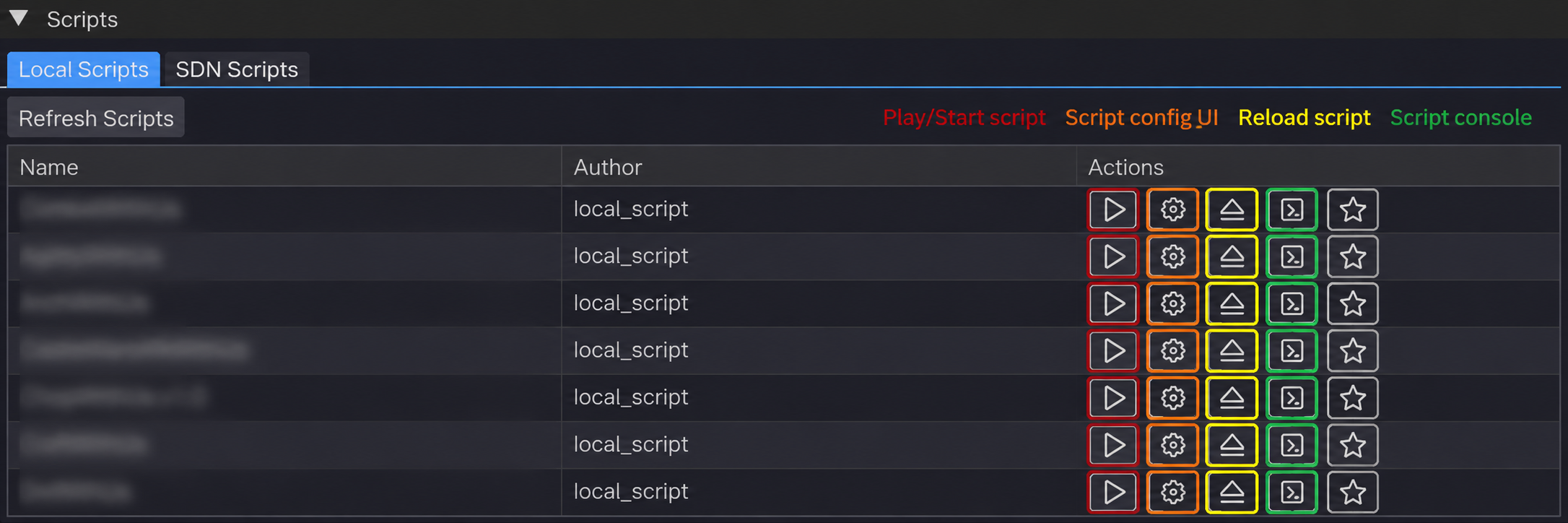 Configuring a script's options