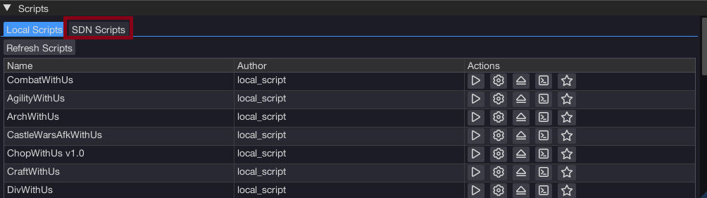 Switch to the SDN tab in the scripts window