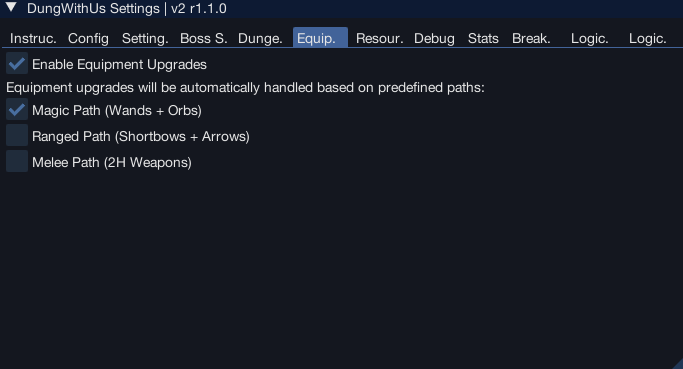 Equipment Binding GUI