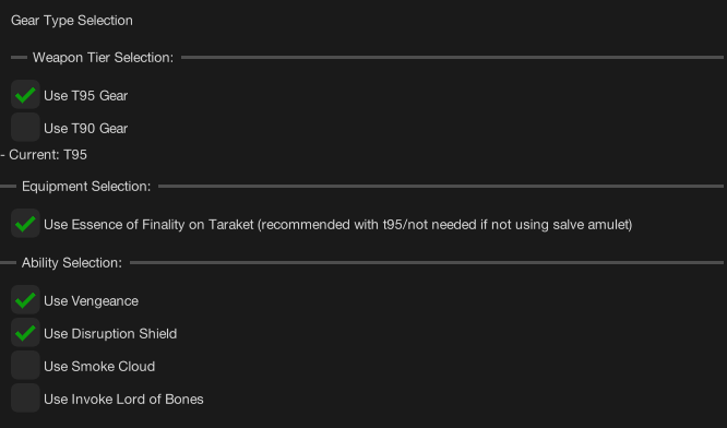 Abilities Settings